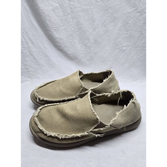 Crocs Santa Cruz Canvas Slip-On Shoes Loafers Men's 10 Tan Khaki Distressed Vibe - Picture 4 of 16